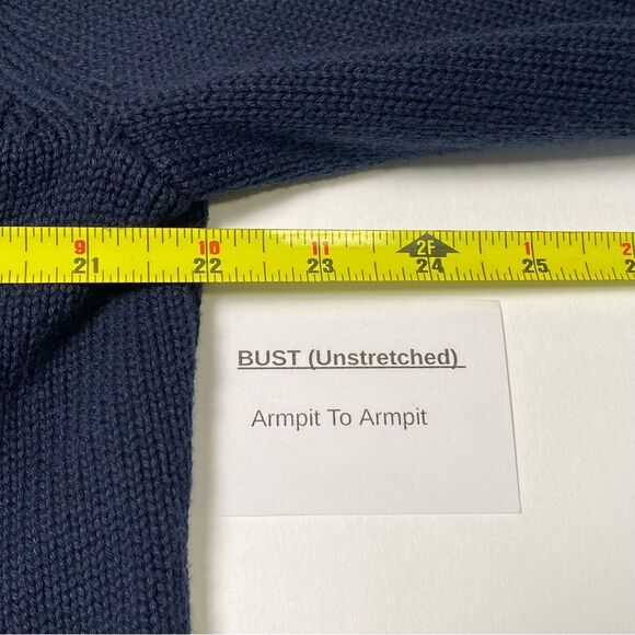 Vintage L.L Bean 100% Cotton Zip Front Navy Blue Knit Cardigan Sweater Men's Lrg - Picture 14 of 14